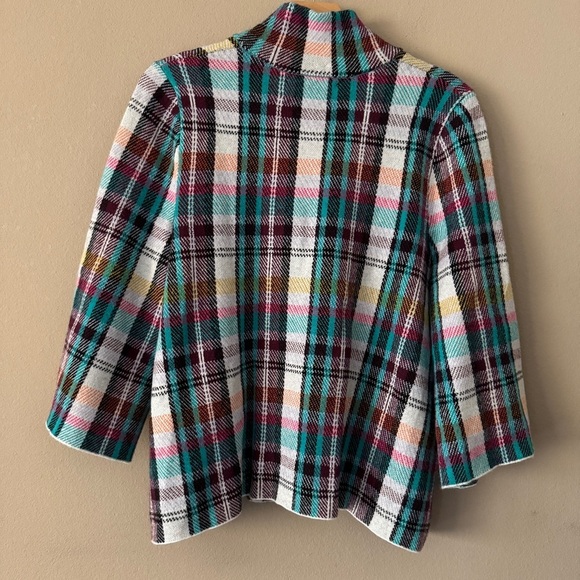 Anthropologie Rosetta Cropped Colorful Plaid Sweater Jacket Size M - Picture 5 of 11